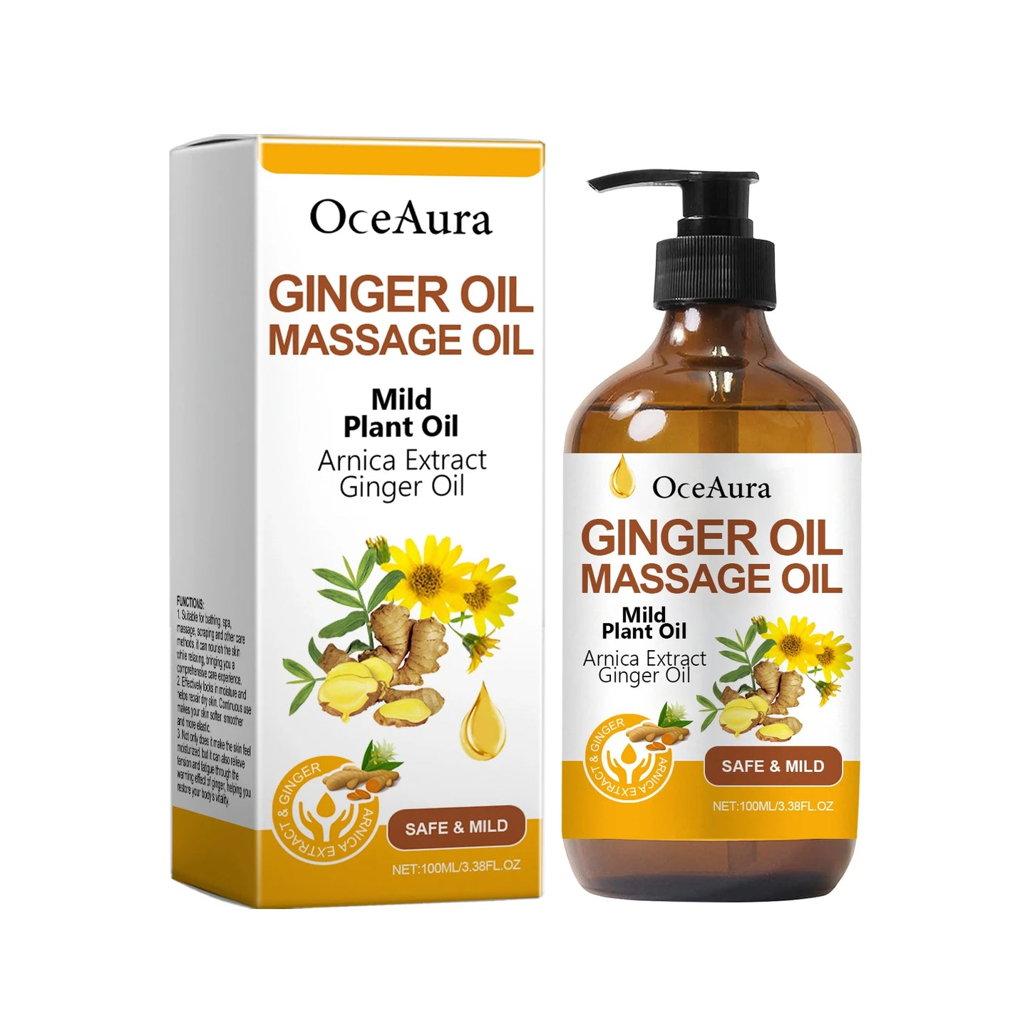 Body Massage Oil Ginger Essential Oil Relief Stress Relaxing Muscle Body Oil Moisturizing Nourishing Tightening Body Skin Care