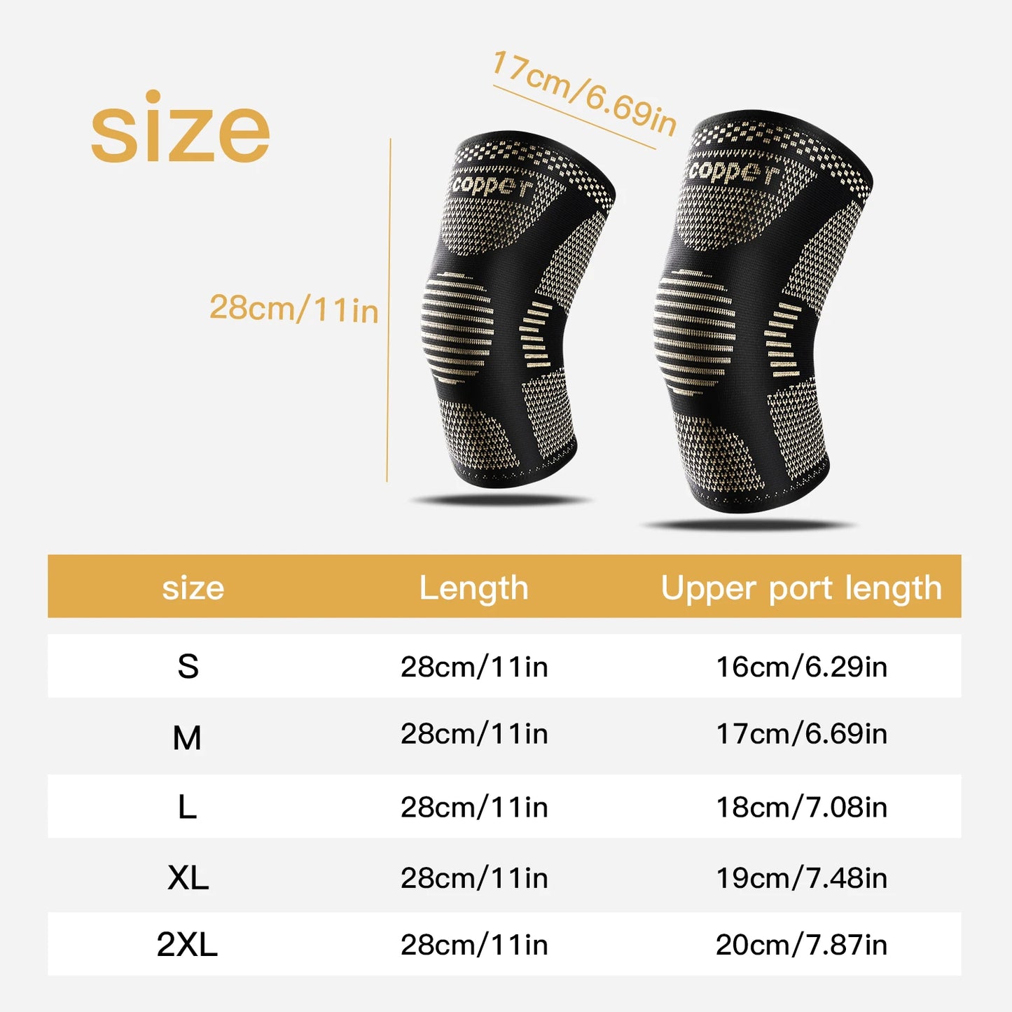 1PC Copper Knee Brace for Arthritis Pain Support-Copper Knee Sleeve for knee pain Compression sleeve for Sports,Knee Pain Relief