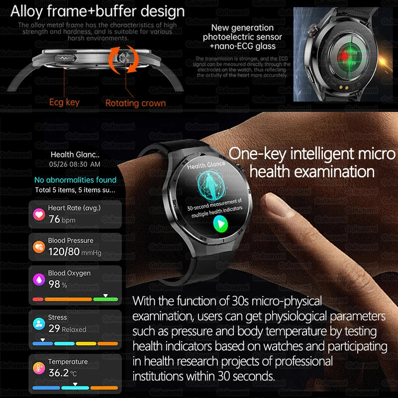 2025 For HUAWEI DT5 Pro  AMOLED Smart Watch Men ECG Micro Physical Examination Heart Rate Blood fat uric Acid Man NFC Smartwatch