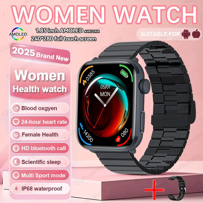 2025 New NFC Smat Watch Women 1.85-inch Blood Pressure Heart Rate Bluetooth Call Female Health Smarwatches Ladies For HUAWEI IOS