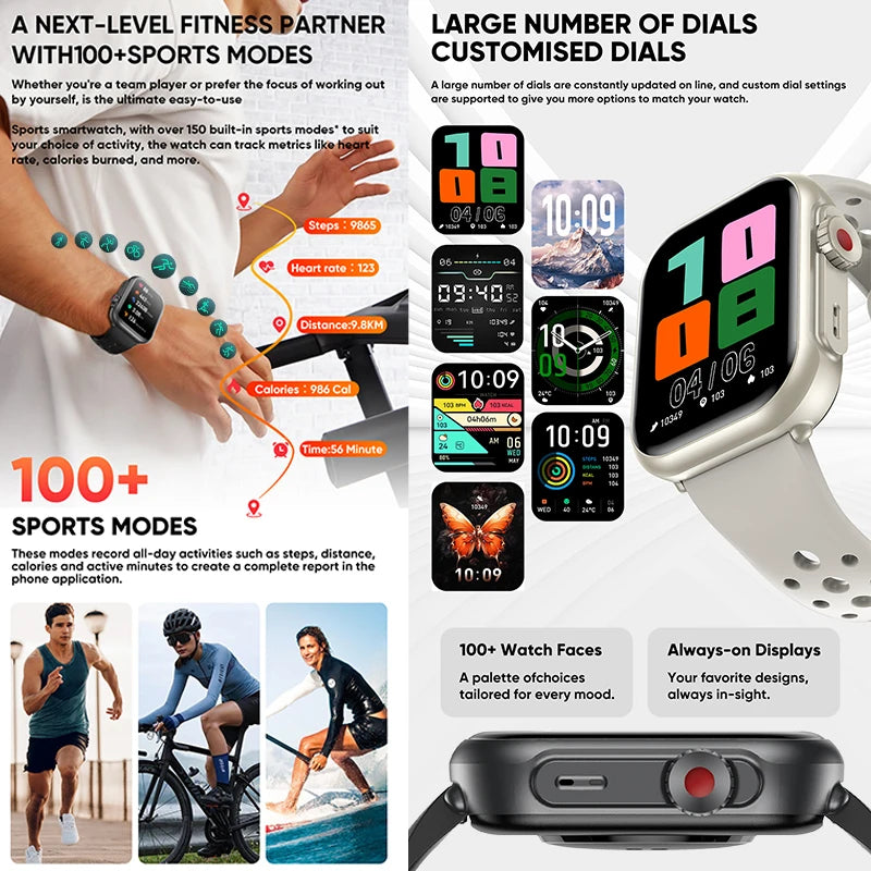 2025 New Original Split screen Watch Ultra 2 Waterproof 1000mAh Battery Heart Rate Sport GPS Track Smart bracelet For IOSAndroid