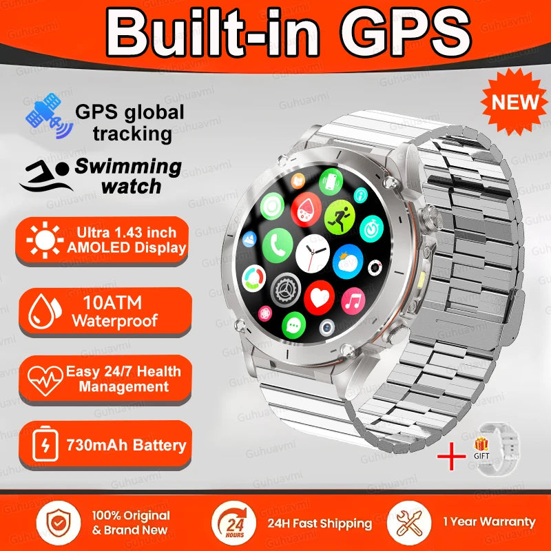 2025 New For Xiaomi GPS Sports Smart Watch 10ATM Waterproof Built-in Dual-Band GNSS Compass Altimeter Military Grade Smartwatchs