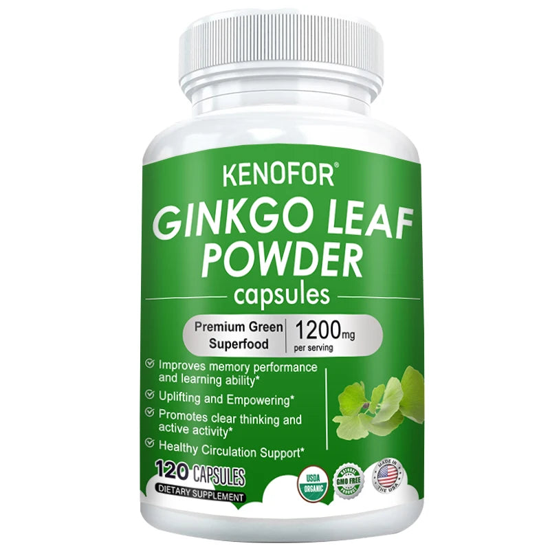 Ginkgo Extract Supplement - Brain Nutrition Supplement Supports Memory, Learning and Cognitive Function Vegetarian Capsules