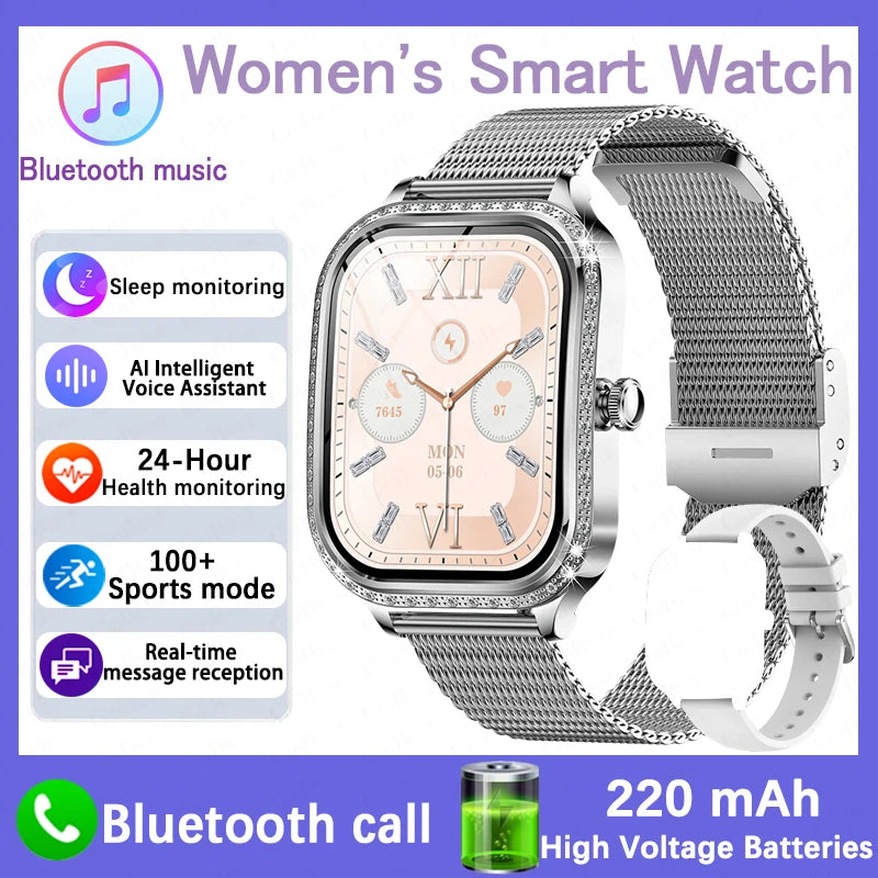 For Xiaomi Huawei New Women Smart Watch Heart Rate Blood Pressure Monitor Music Playback AI Voice Sports BT Calling SmartWatch