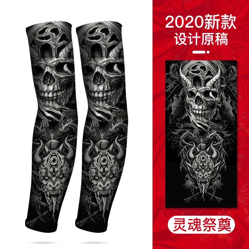 Summer Tattoo Sleeves Ice Silk Golf Sports Sun-proof Cycling Men Cool Personalized Driving Women Fishing Elastic Arm Warmer