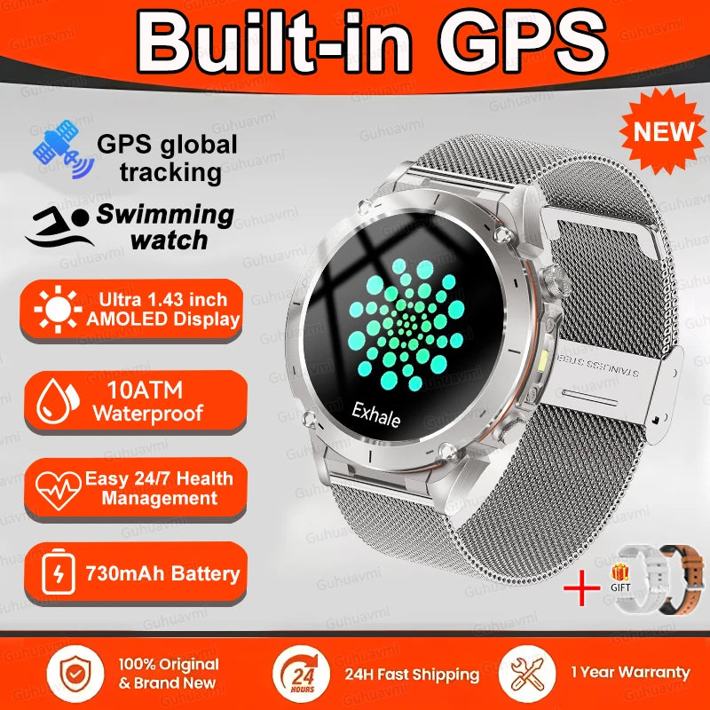 2025 New For Xiaomi GPS Sports Smart Watch 10ATM Waterproof Built-in Dual-Band GNSS Compass Altimeter Military Grade Smartwatchs