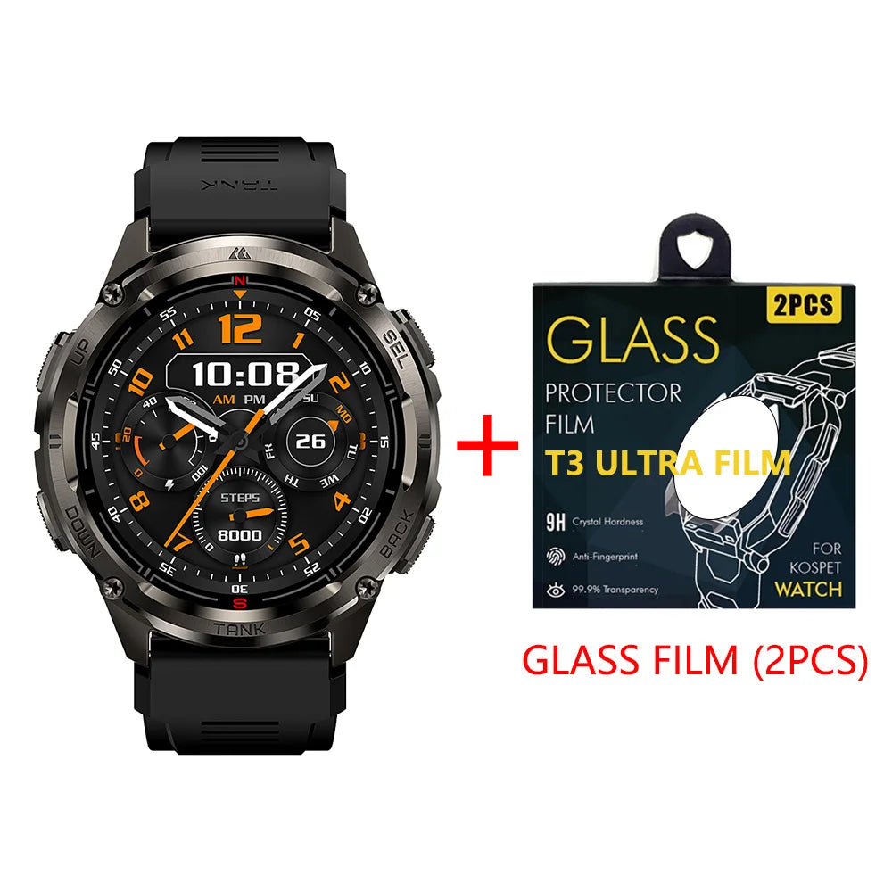 KOSPET TANK T3 Ultra 2 GPS Smart Watch Men Compass Altimeter Barometric Bluetooth Call 5ATM IP69K Waterproof Digital Men's Watch