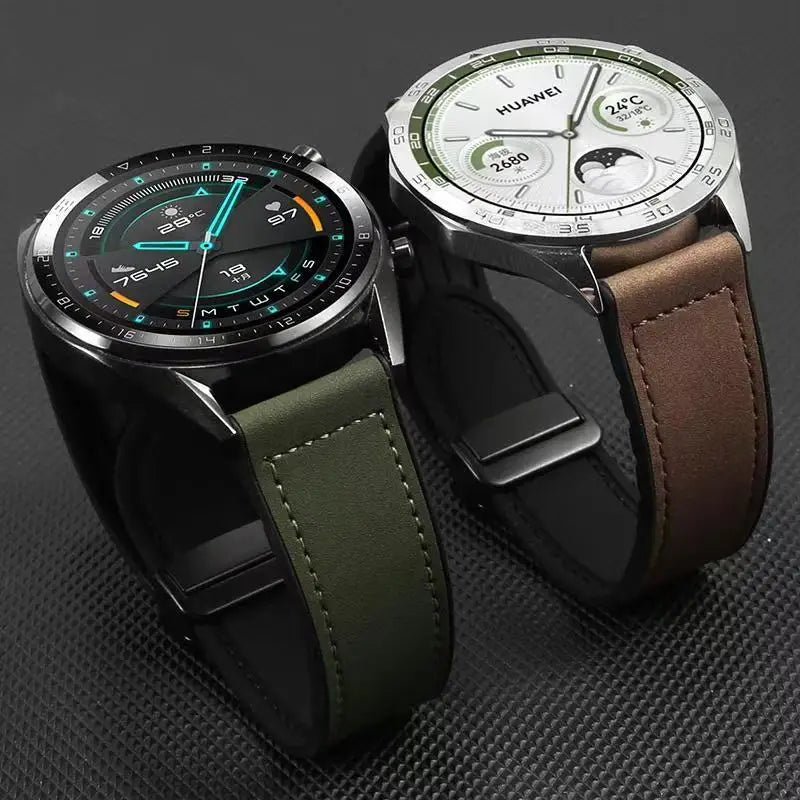 22mm Leather Silicone Strap For Huawei Watch GT 5 Pro GT5 GT4 GT3 GT2 Magnetic Buckle Bracelet For Huawei Watch 4/3 Pro Band