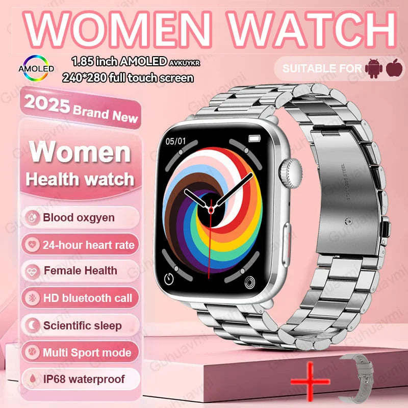 2025 New NFC Smat Watch Women 1.85-inch Blood Pressure Heart Rate Bluetooth Call Female Health Smarwatches Ladies For HUAWEI IOS
