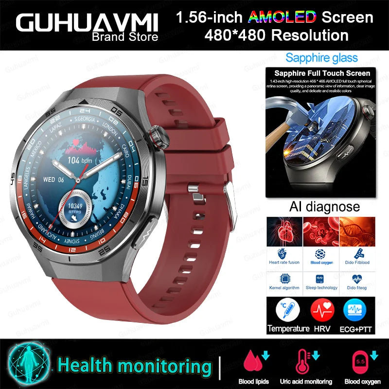 2025 For HUAWEI DT5 Pro  AMOLED Smart Watch Men ECG Micro Physical Examination Heart Rate Blood fat uric Acid Man NFC Smartwatch