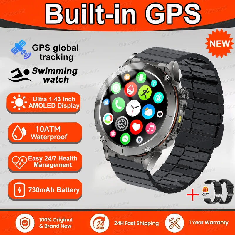 2025 New For Xiaomi GPS Sports Smart Watch 10ATM Waterproof Built-in Dual-Band GNSS Compass Altimeter Military Grade Smartwatchs