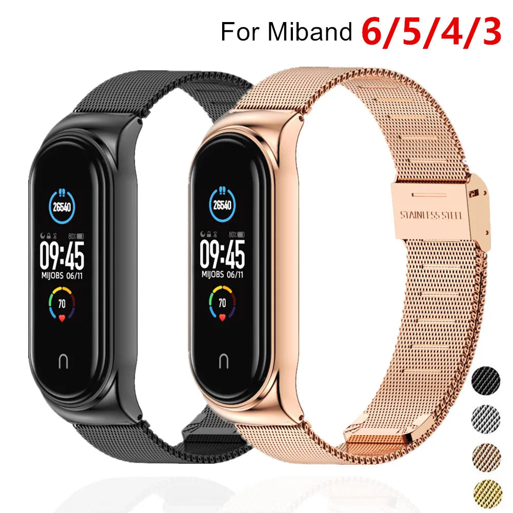 Strap for Xiaomi Mi Band 6 5 4 3 Metal Milanese Bracelet On Mi Band 4 Luxury Stainless Steel Wristband for Miband 5 6 Strap