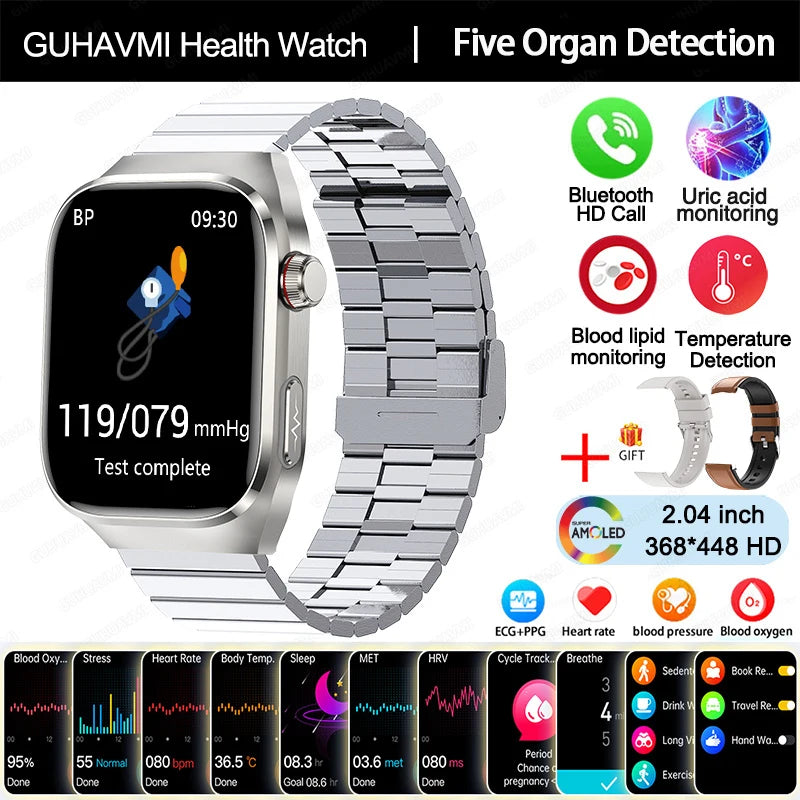 New Micro Physical Examination Five Organ Health Smartwatch Blood Pressure Uric Acid Body Fat Watches Bluetooth Call Smart Watch