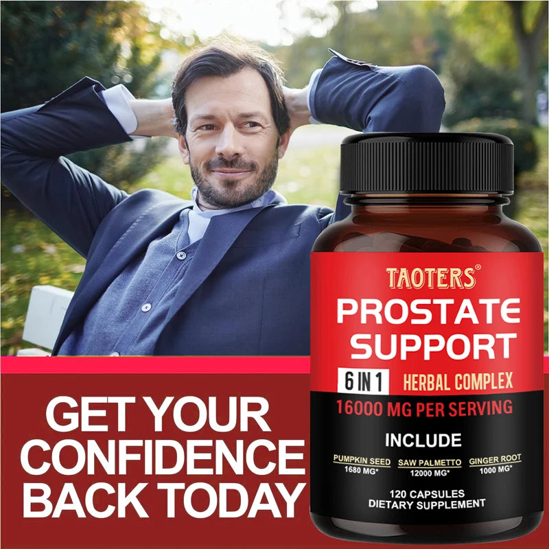 Saw Palmetto and Ginger Root Supplements for Prostate Health, Hair Growth, Urinary Tract Health, Inflammation Management