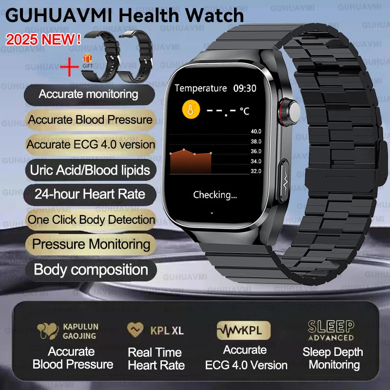 2025 New For Xiaomi Five organ examination Smart Watch Men ECG+PPG Uric Acid Blood Fat Bluetooth Call Sports Health Smartwatches