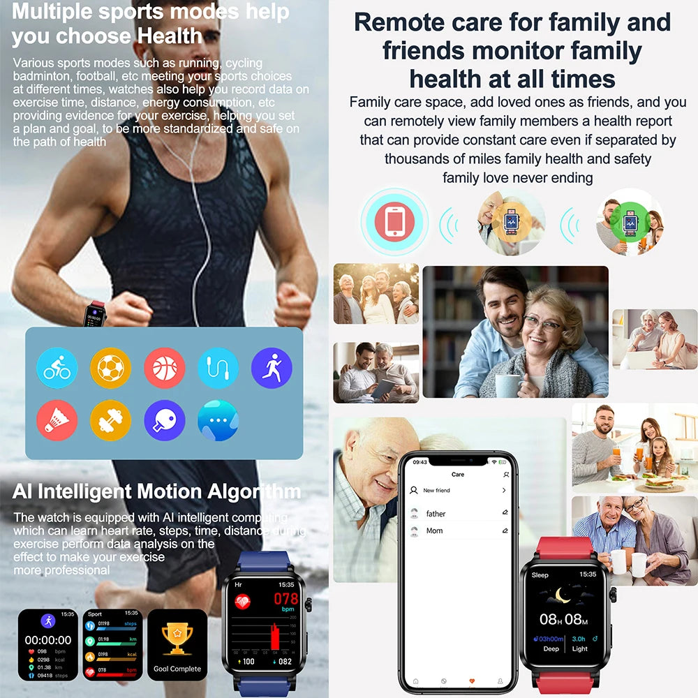 2025 New Air Pump ECG Smart Watch men Airbag health watch for huawei True Accurately Blood Pressure Uric Acid Blood Lipids watch