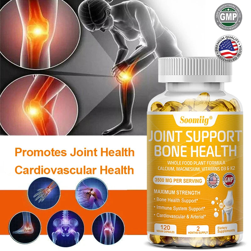 Calcium, Magnesium, Vitamin D3 & K2 - Supports Joint Pain Relief, Anti-Inflammatory, Joint, Immune Health, 120 Capsules
