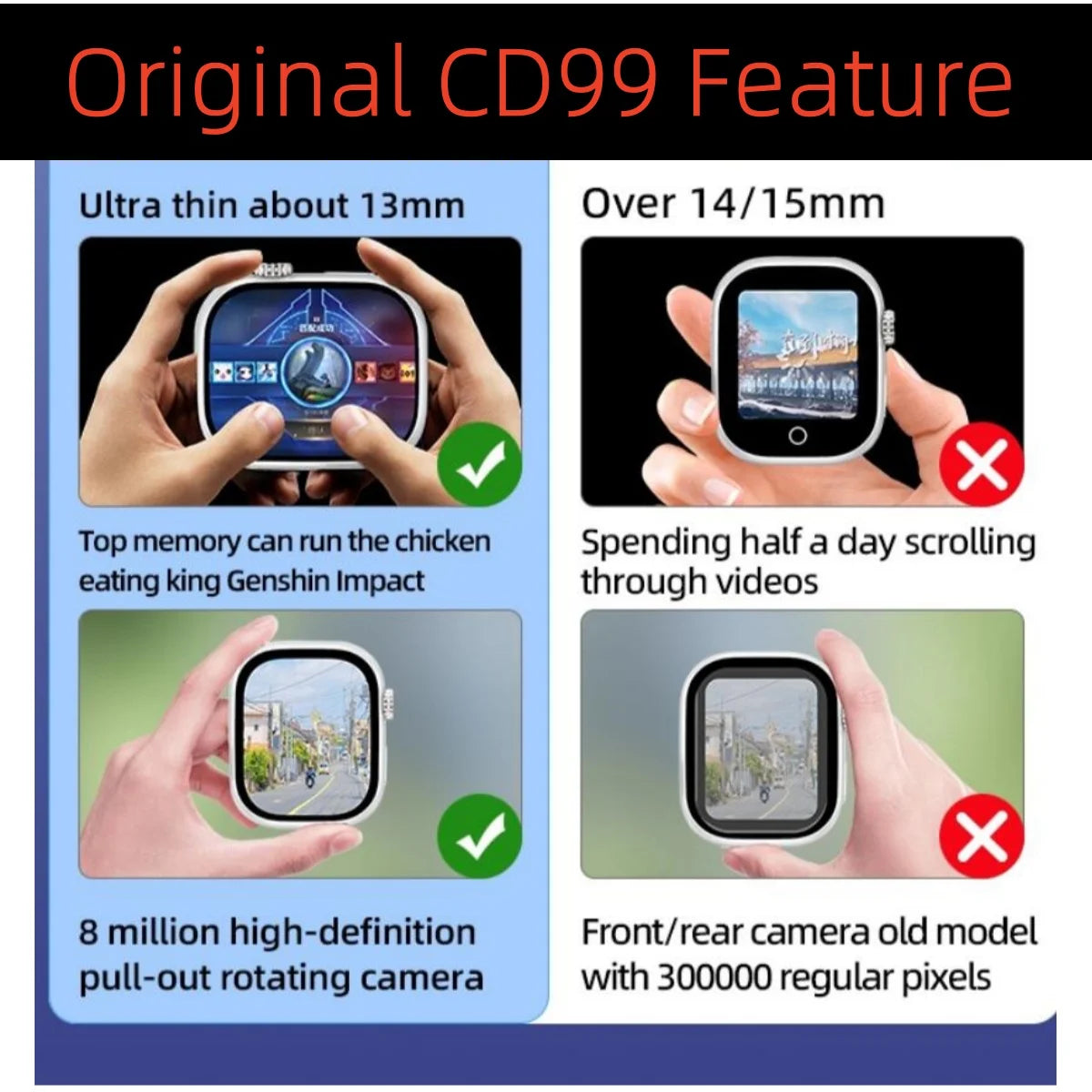 CD99 Smart Watch 8GB RAM AMOLED Wifi ROM GPS 128GB Position APP Download Bluetooth Men Women Cellular Card Version Smartwatch