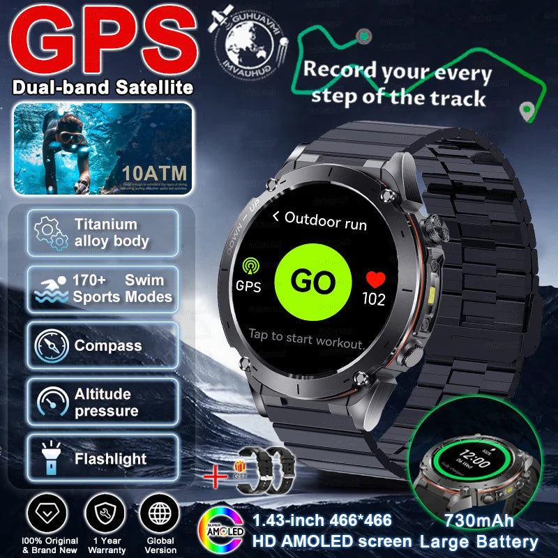 2025 New For HUAWEI IOS Ultra GPS Smart Watch 10ATM Waterproof Built-in Dual-band GNSS Compass Military Sport Men SWIM Bracelet