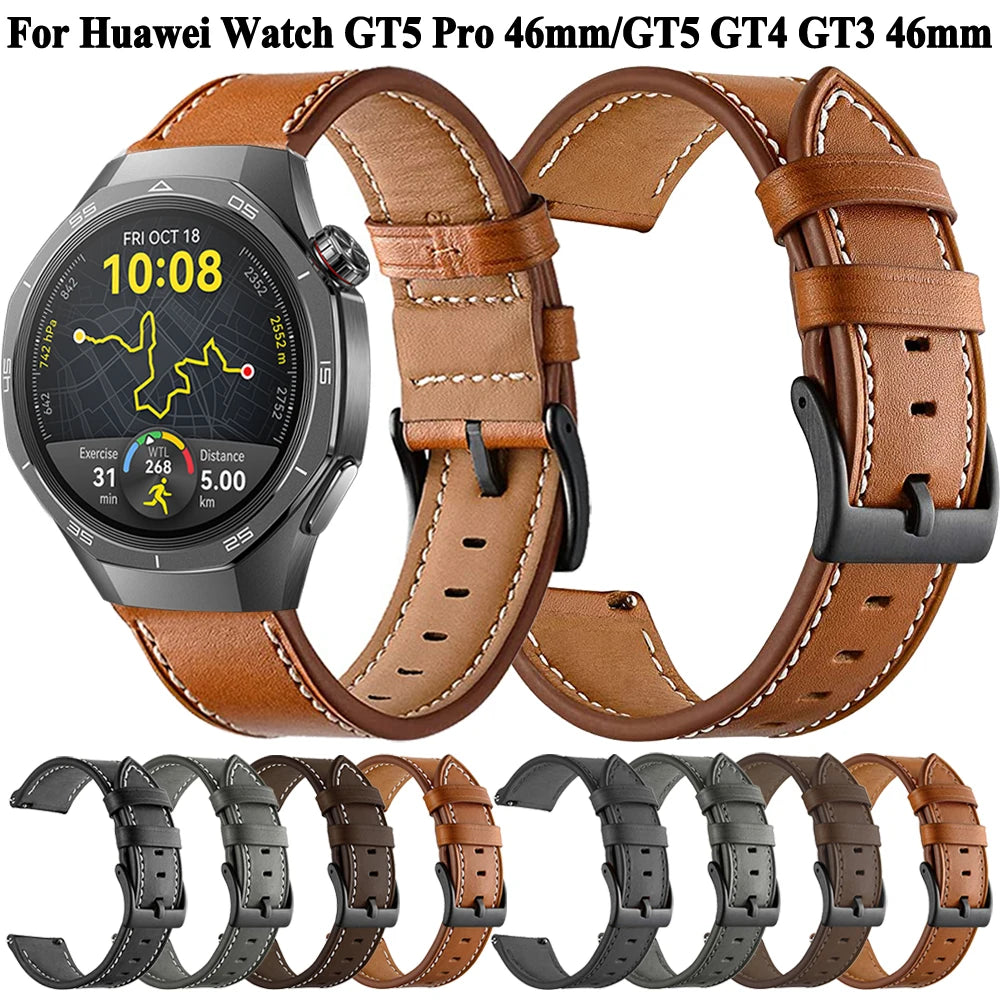 22mm Soft Synthetic Leather Strap For Huawei Watch GT 5 GT5 Pro 46mm Watchband For Huawei Watch 4 Pro GT4 GT3 GT2 46mm Wristband