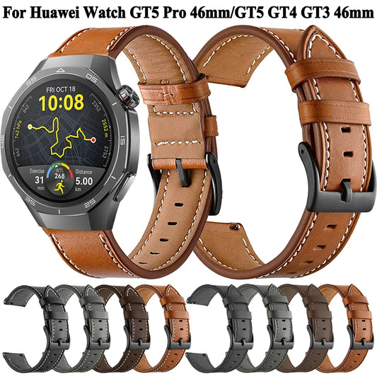 22mm Soft Synthetic Leather Strap For Huawei Watch GT 5 GT5 Pro 46mm Watchband For Huawei Watch 4 Pro GT4 GT3 GT2 46mm Wristband