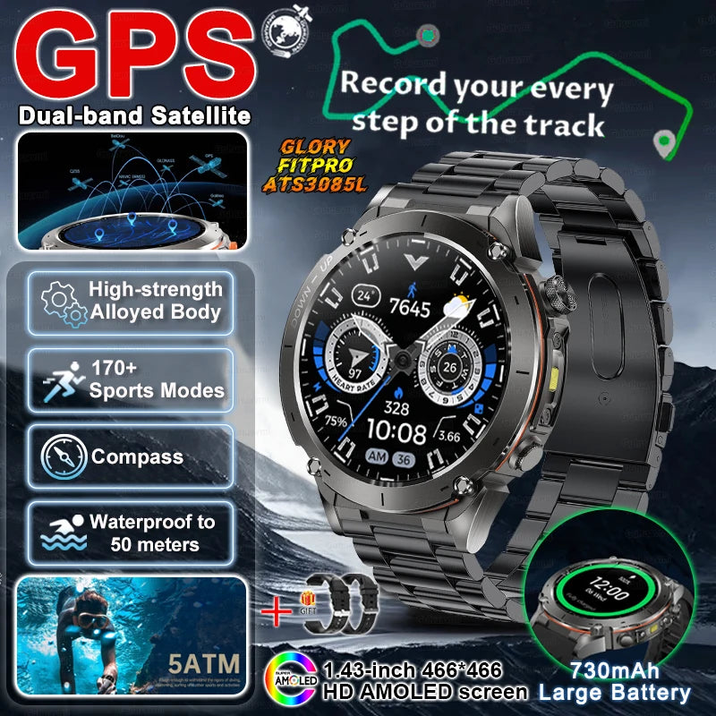 2025 New TRex 3 GPS Smart Watches 10ATM Waterproof Built-in Dual-band GNSS Compass Military Sports Bracelet Men For Xiaomi IOS