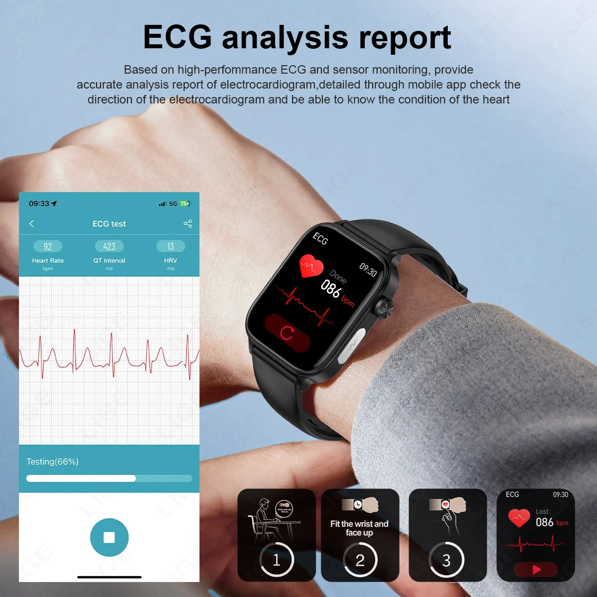 LIGE 2025 New ECG+PPG AI Healthy Diagnose Smart Watch Men Women Blood Lipid Uric Acid Female Menstrual Health Tracker Smartwatch