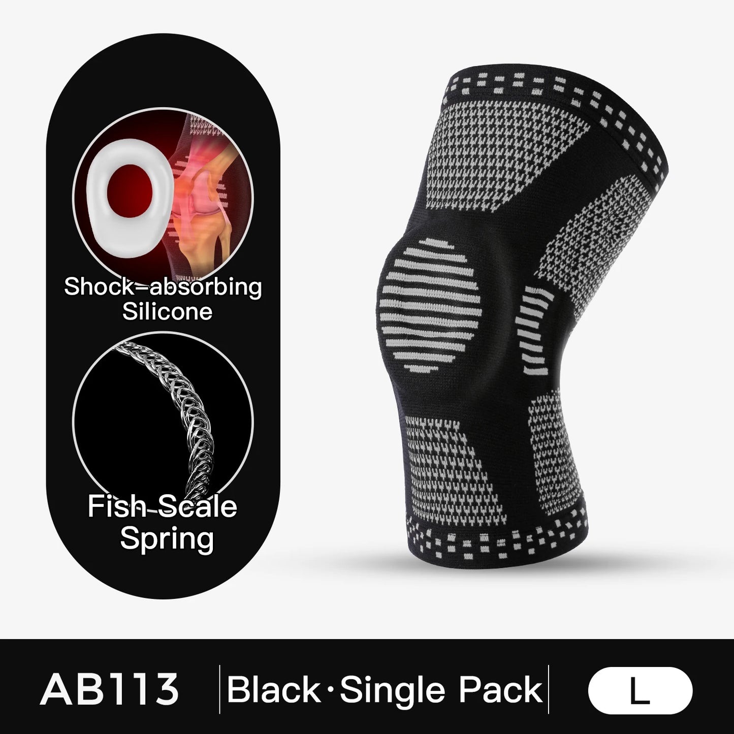 1Pcs Silicone Spring Full Knee Support Patella Medial Support Strong Meniscus Compression Protection For Men Women Running Sport