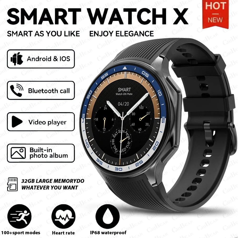 OPPO Watch X AMOLED 32GB Smartwatch Waterproof Men Smart Watch Bluetooth Call Connect Headphones TWS Music 3D UI Mode Video 2024