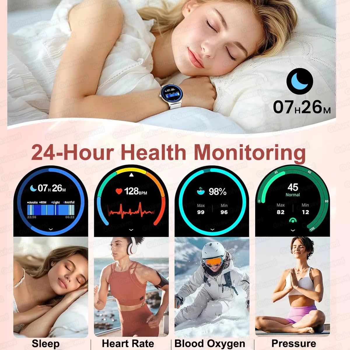 2025 New Smart Watch For Women Gift 1.43 Inch Full Touch Screen Sports Fitness Watches Bluetooth Calls Digital Smartwatch Ladies