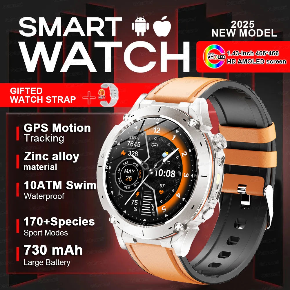 New For HUAWEI Dual-Band Satellite GPS Smartwatch Ultra HD AMOLED Screen Compass 10ATM Waterproof Sports SmartBracelet Men Watch