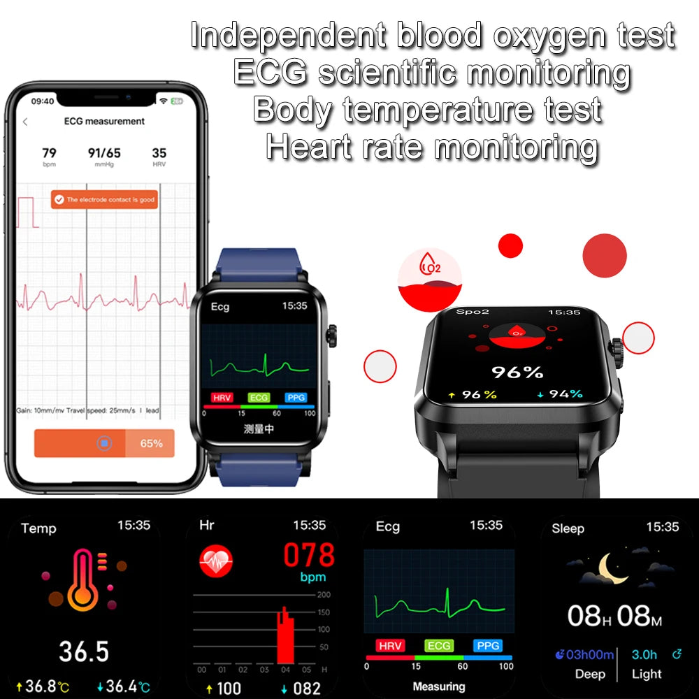 2025 New Air Pump ECG Smart Watch men Airbag health watch for huawei True Accurately Blood Pressure Uric Acid Blood Lipids watch