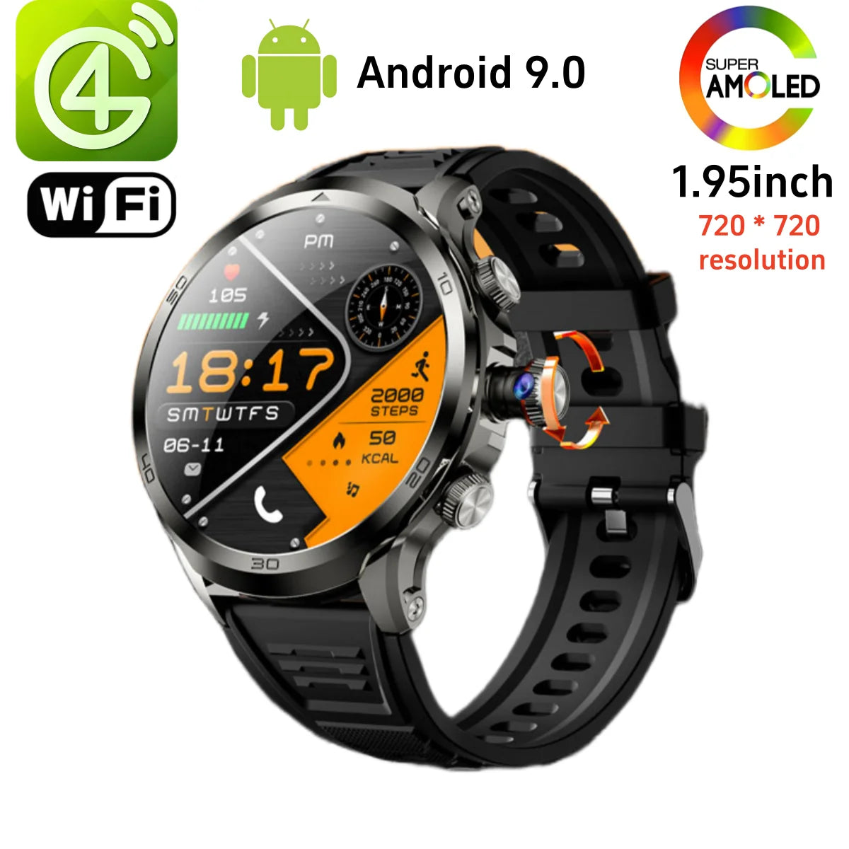 H19 Smart Watch 4G Android 9.0 OS 1990Mah NFC 466*466 Heart Rate 1.95 inch Large Screen GPS WIFI Smartwatch for Men Women Gift
