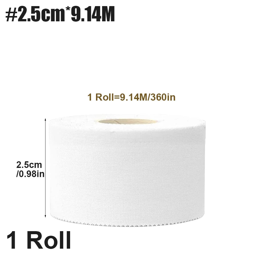 2.5/3.8/5cm 9.1Meters Sport Athletic Waterproof Cotton White Boxing Adhesive Tape Strain Injury Support Sport Binding Bandage