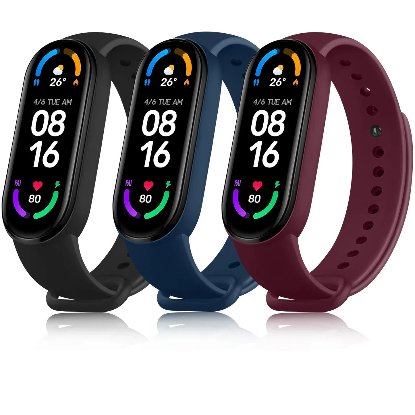 3pcs Soft Silicone Strap For Xiaomi Mi Band 6 5 Amazfit Band 5 Bracelet watch Sport Waterproof For Mi Band 6 5 Strap Wristband