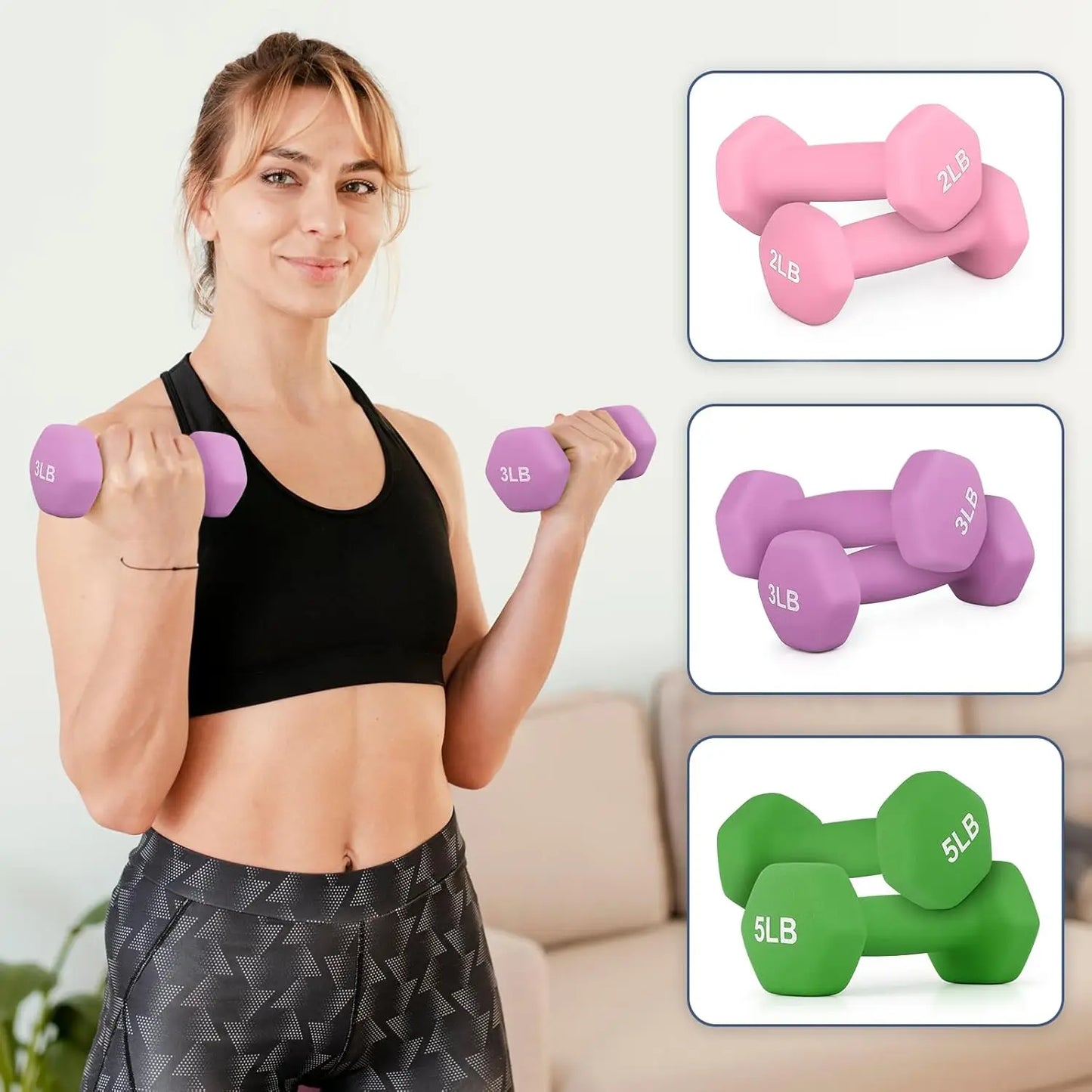 Dumbbell Set Anti SlipCoated Hexagon Hand Weights for Home Gym Equipment Workouts Strength Training