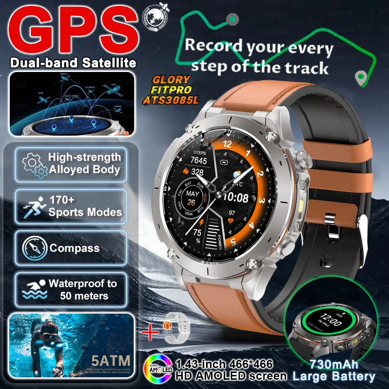 2025 New TRex 3 GPS Smart Watches 10ATM Waterproof Built-in Dual-band GNSS Compass Military Sports Bracelet Men For Xiaomi IOS