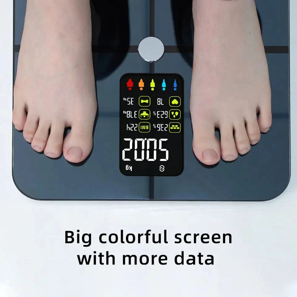 Digital Body Fat Scales, Human Body Scale, Smart TFT Color Screen, Heart Rate, Precise and Professional Smart body Weight Scale