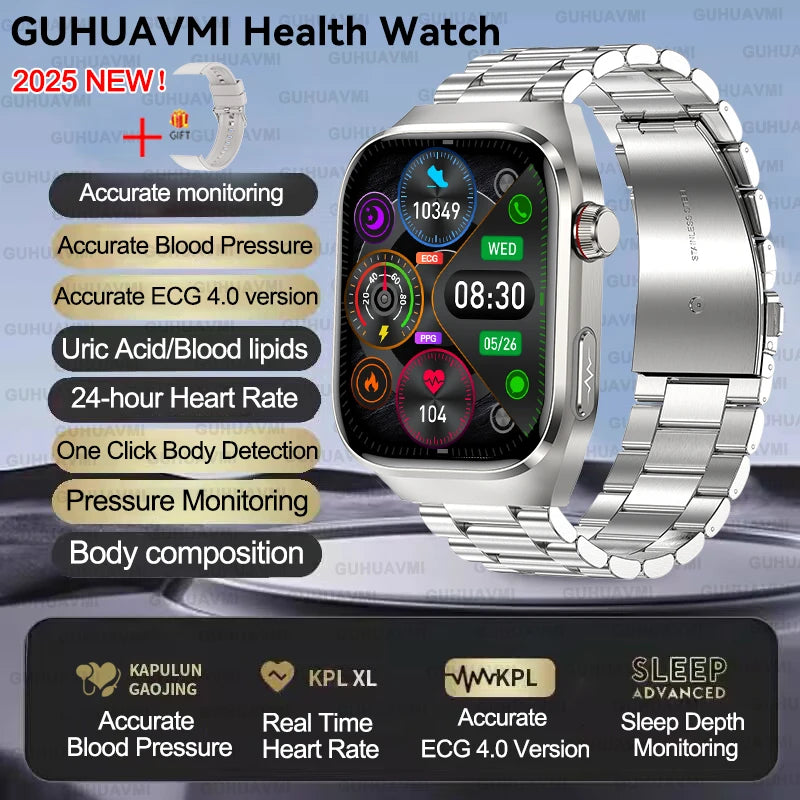 2025 New For Xiaomi Five organ examination Smart Watch Men ECG+PPG Uric Acid Blood Fat Bluetooth Call Sports Health Smartwatches