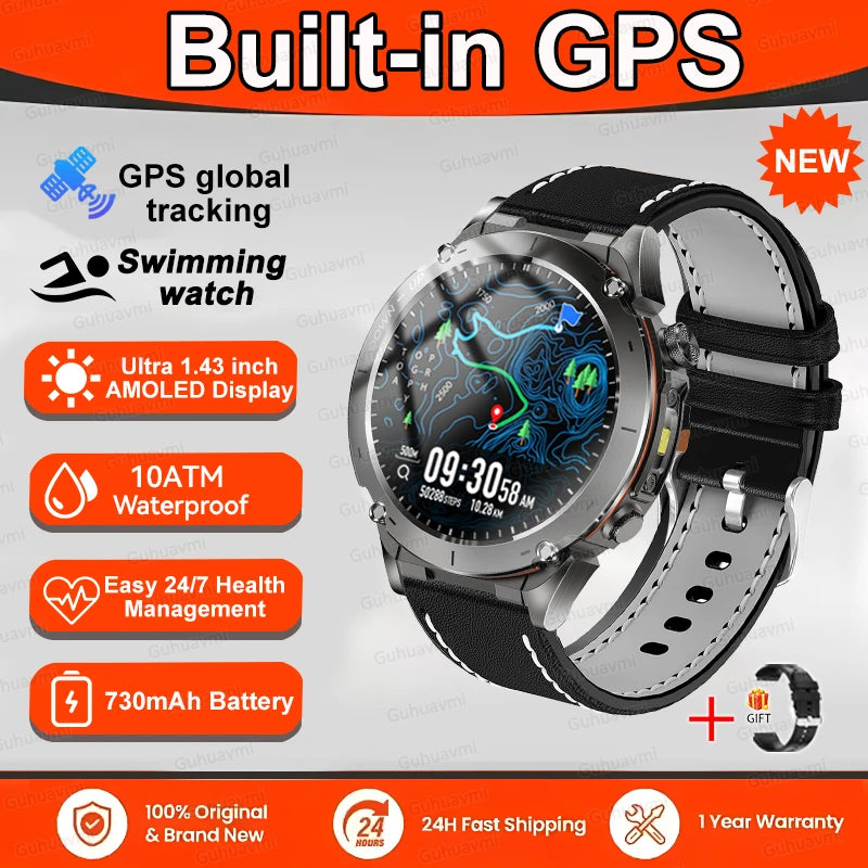 2025 New For Xiaomi GPS Sports Smart Watch 10ATM Waterproof Built-in Dual-Band GNSS Compass Altimeter Military Grade Smartwatchs