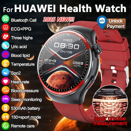 2025 New High-end Laser Detection Smart Watch Men ECG+PPG Precise Blood Pressure Heart Rate BT Call NFC For HUAWEI Health Watche