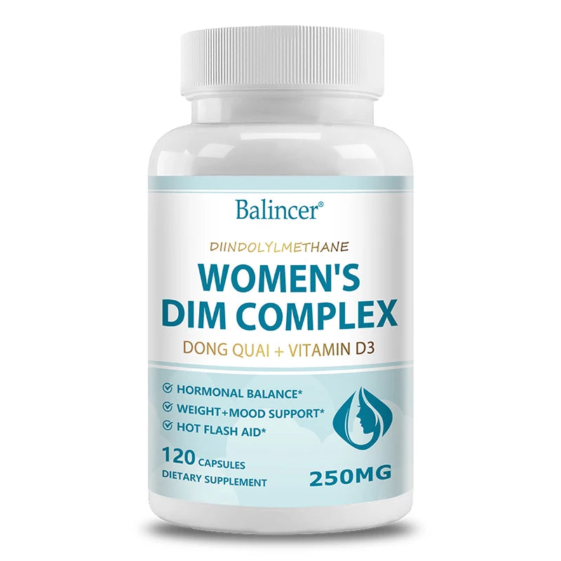 DIM Supplement Complex - 250 mg, Black Pepper, Vitamin D3, Organic Alfalfa & Broccoli Female Hormone Balance, 120 Capsules