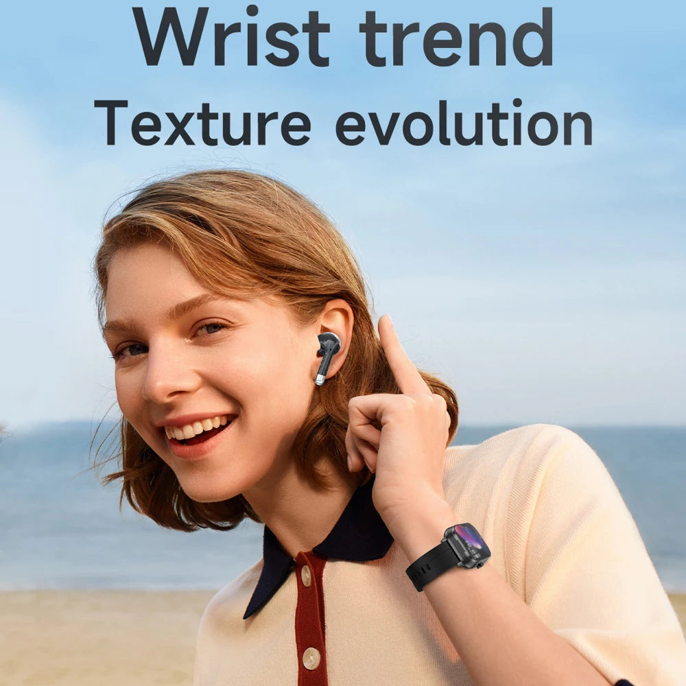 2024 New Headphone NFC Smartwatch 2 In 1 TWS Headset Blue Tooth Call Smart Watch Sports Waterpoof Heart Rate Music Weather