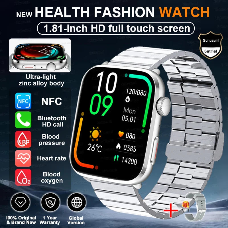 2025 New Blood Pressure AI Diagnosis Smart Watch Men Heart Rate Body temperature IP68 Waterproof NFC Smart Watch For HUAWEI  IOS