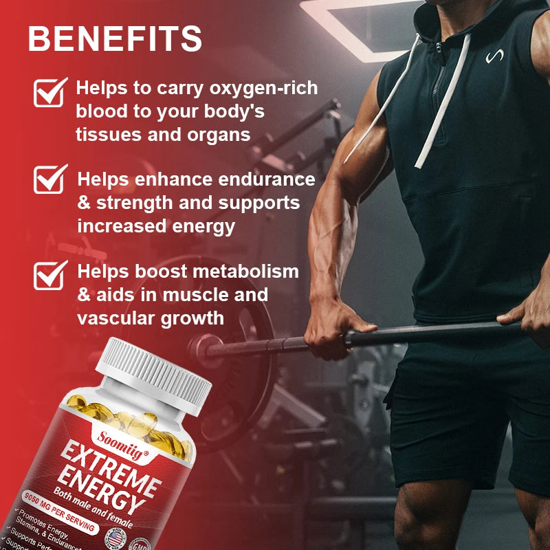 Ginseng Energy Booster - Increases focus, endurance and performance, reduces fatigue, motivation, natural energy boost