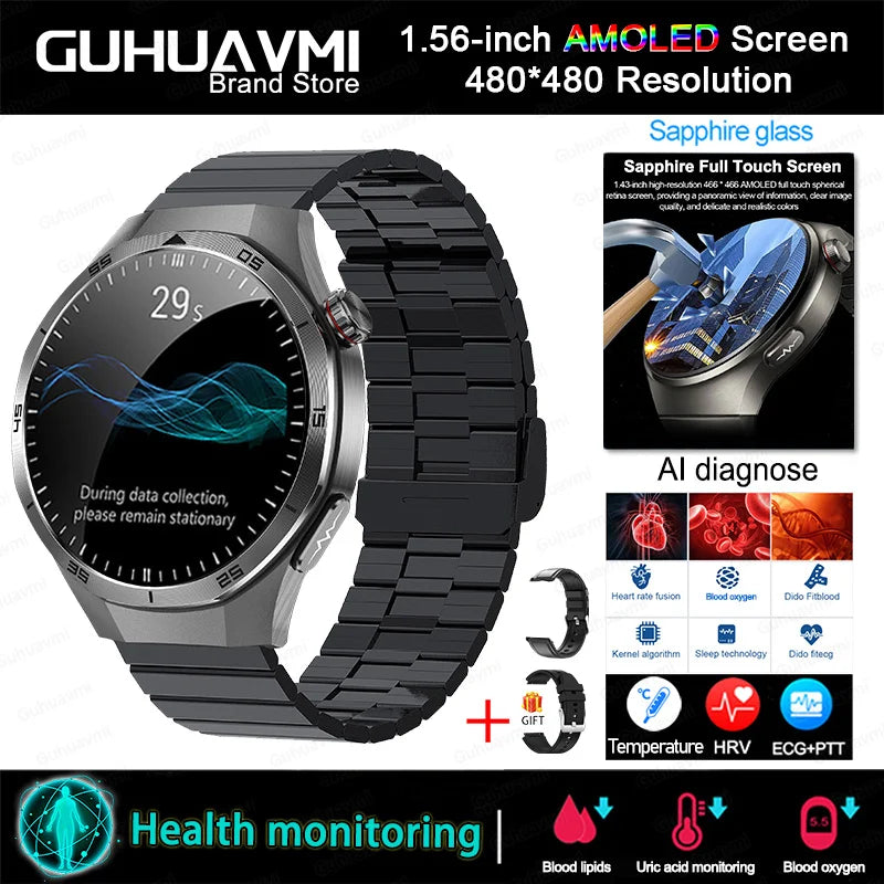 2025 For HUAWEI DT5 Pro  AMOLED Smart Watch Men ECG Micro Physical Examination Heart Rate Blood fat uric Acid Man NFC Smartwatch