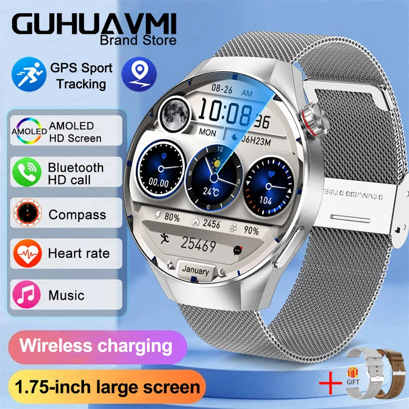 2025New For Huawei GT5 Pro Smart Watch Men HD AMOLED Screen GPS Motion trajectory HeartRate Bluetooth Call 1.75" SmartWatch IP68