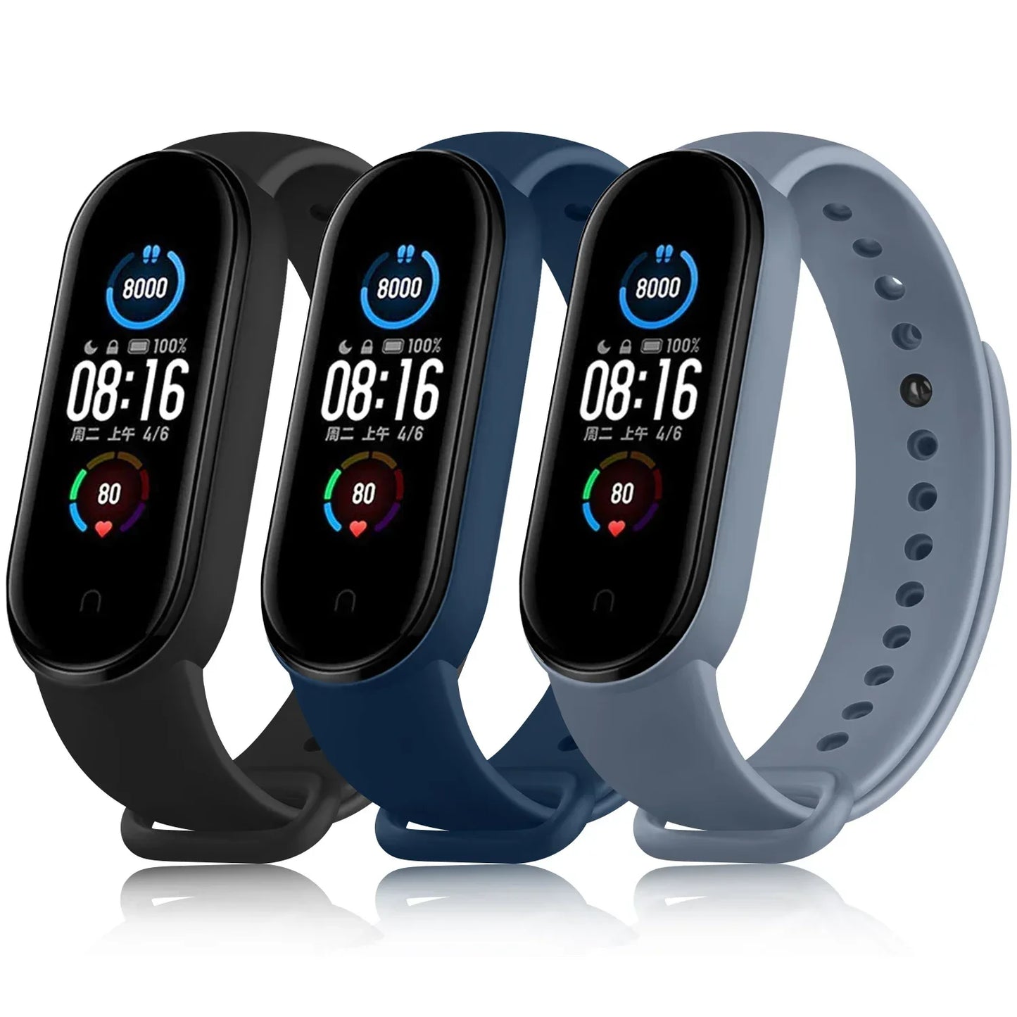 3pcs Soft Silicone Strap For Xiaomi Mi Band 6 5 Amazfit Band 5 Bracelet watch Sport Waterproof For Mi Band 6 5 Strap Wristband