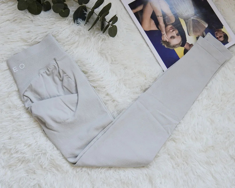 Seamless Yoga Pants Impact Leggings Women High Stretch Low Ribbed Band Scrunch Gym Leggings Fitness Sweat Wicking Workout