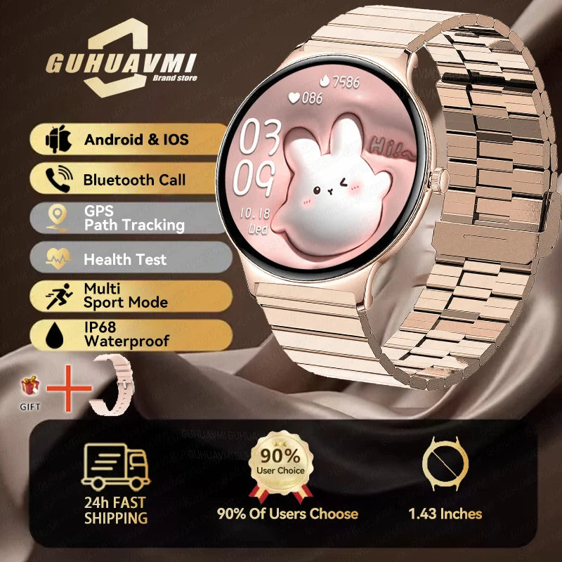 2025 New Smart Watch For Women Gift 1.43 Inch Full Touch Screen Sports Fitness Watches Bluetooth Calls Digital Smartwatch Ladies